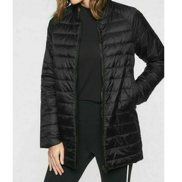 Athleta Reversawarm reversible down puffer jacket small NEW! Black/grey - Picture 1 of 4